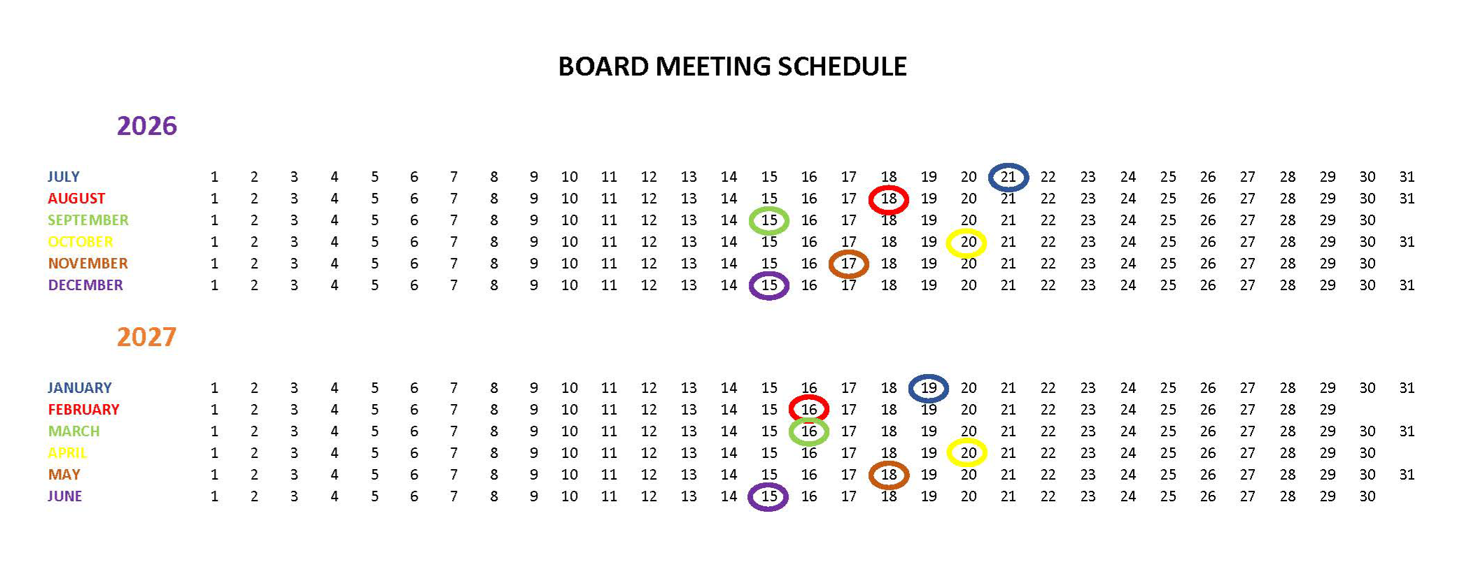 Meeting Calendar