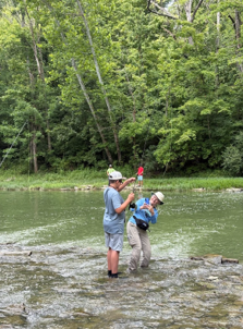 On Tuesday, we took the kids flyfishing in Gunpowder Creek and I caught two fish! The other kids did very well and most of the kids all caught fish as well. Later in the day, the kids got to go snorkeling in the creek to see the fish up close.