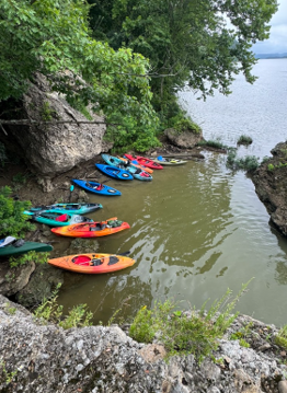 On Friday, we kayaked along the Ohio River from the mouth of Woolper creek and stopped at Spilt Rock to see a natural geologic formation. 